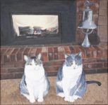 Commissioned Portrait of Two Cats, Max and Stuart, 16x16